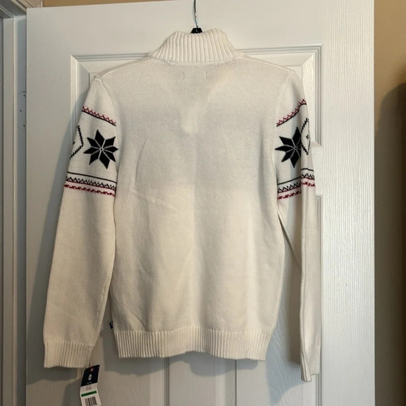 Izod NWT women’s ivory knit sweater with button collar size large - Picture 5 of 8